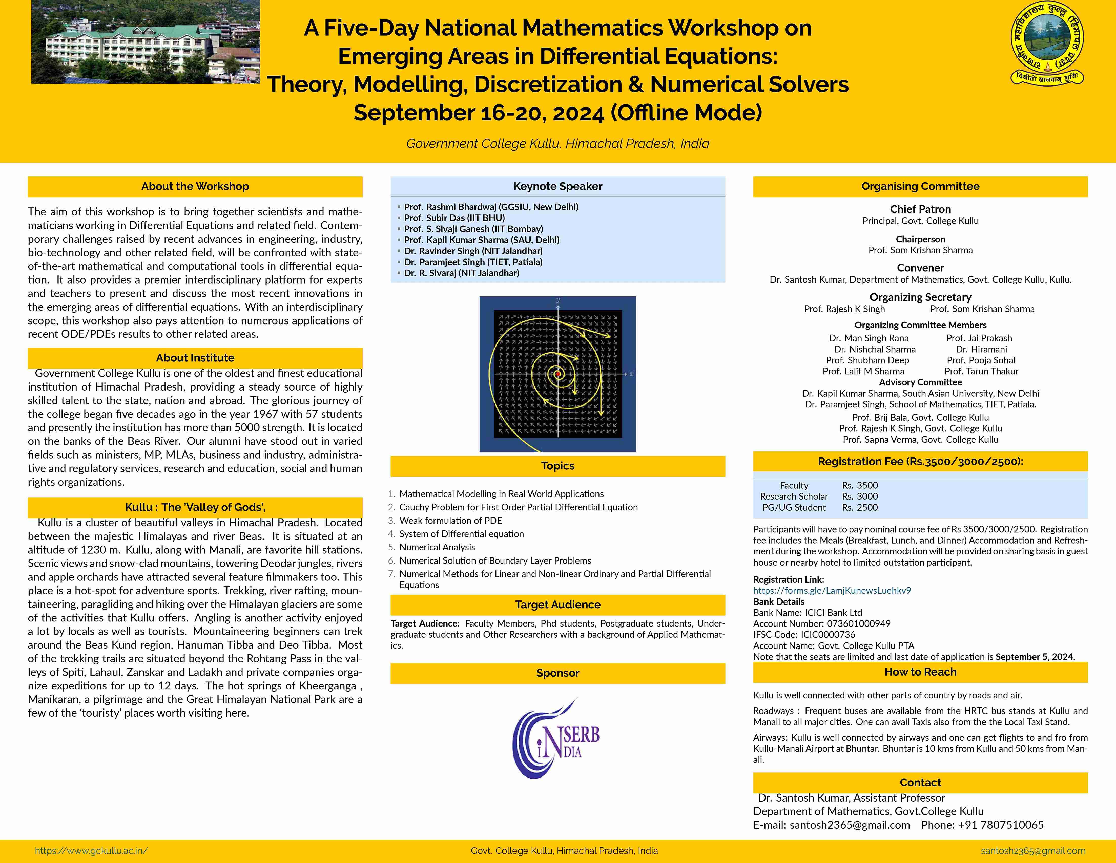 A Five-Day National Mathematics Workshop on Emerging Areas in Differential Equations: Theory, Modelling, Discretization & Numerical Solvers